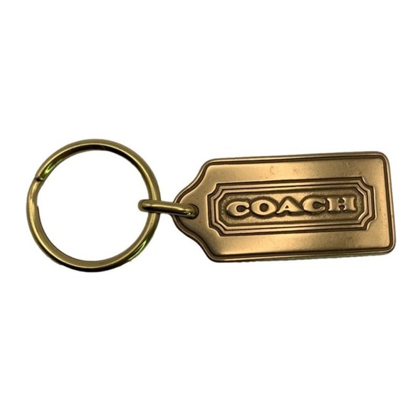 Rare COACH Vintage Thick Gold Brass Bag Fob Key Ring Key Chain - Picture 1 of 3